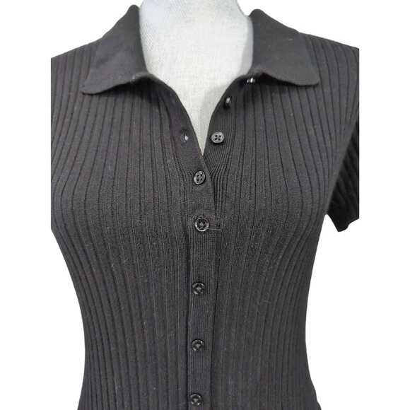 Urban Outfitters Polo Mini Dress Womens M Black Preppy Dark Academia Minimalist - Picture 5 of 12